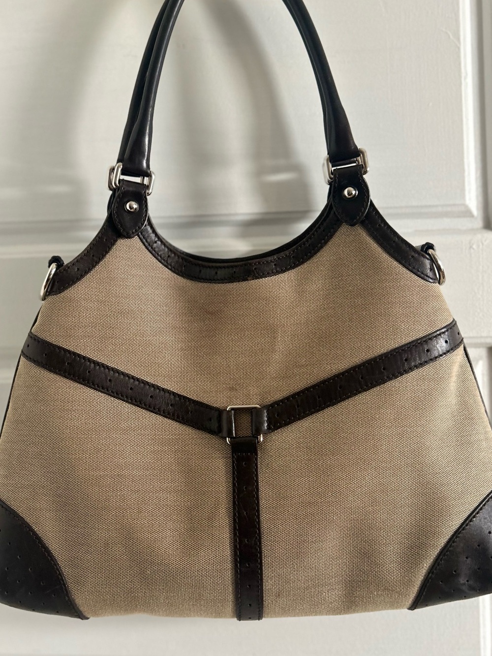 Vintage Gucci Beige Canvas Web Stripe Interlocking GG Hobo Bag - Picture 2 of 16